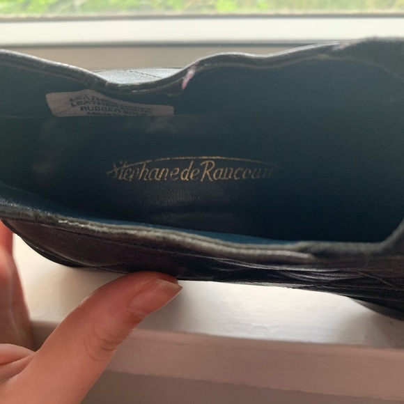 vintage 90s black leather platform slip on shoes - Picture 8 of 12